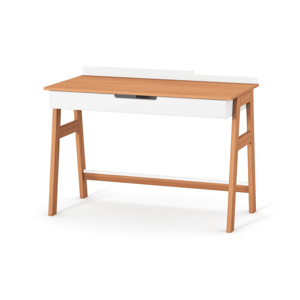 Dětský psací stůl Lussi Gekko Kids, Bílá / Přírodní Buk